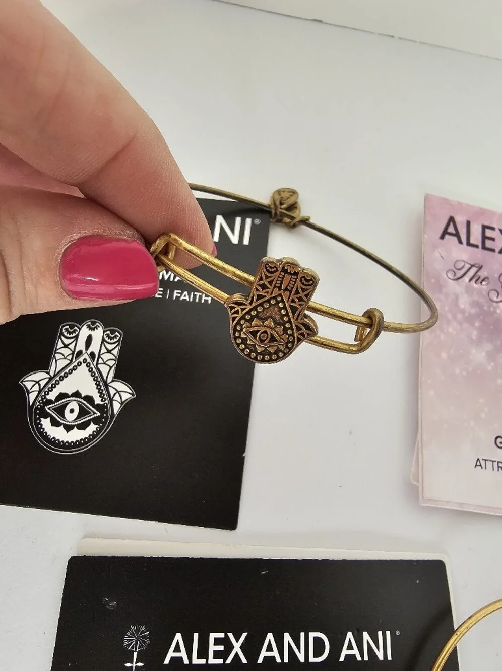 Alex and Ani Bracelet Set of 3 Guardian of Love, Anchor & Hand of Fatima Bangles